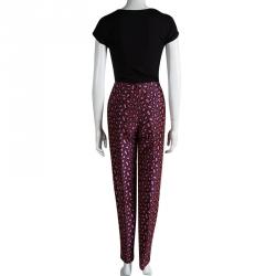 Pre Owned Kenzo Red Leopard Skin Jacquard Skinny Trousers L