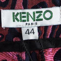 Pre Owned Kenzo Red Leopard Skin Jacquard Skinny Trousers L