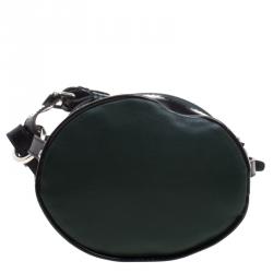 Kenzo Dark Green Leather Drawstring Bucket Bag
