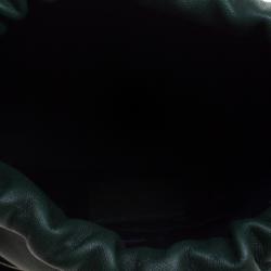 Kenzo Dark Green Leather Drawstring Bucket Bag