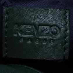 Kenzo Dark Green Leather Drawstring Bucket Bag