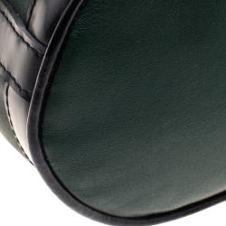Kenzo Dark Green Leather Drawstring Bucket Bag