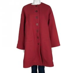 Kenzo Red Wool Oversized A-Line Duster Swing Coat M