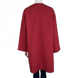 Kenzo Red Wool Oversized A-Line Duster Swing Coat M