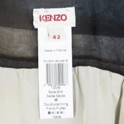 Pre Owned Kenzo Multicolor Printed Silk Tie Detail Maxi Skirt L