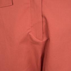 Pre Owned Kenzo Pastel Red Cotton Tailored Trousers L
