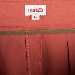 Pre Owned Kenzo Pastel Red Cotton Tailored Trousers L