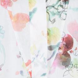 Pre Owned Kenzo White Cotton Multicolor Floral Print Long Sleeve Tunic M