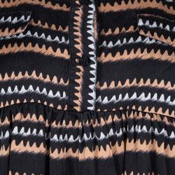 Pre Owned Kenzo Black Abstract Printed Silk Oversized Button Front Tunic M