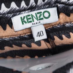 Pre Owned Kenzo Black Abstract Printed Silk Oversized Button Front Tunic M