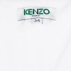 Pre Owned Kenzo White Buckle Detail Pleated High Waist Skirt S