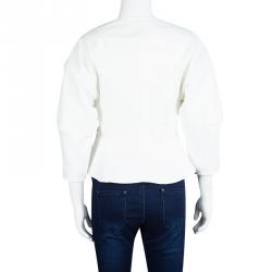 Pre Owned Kenzo White Layered Sleeve Detail Zip Front Jacket M
