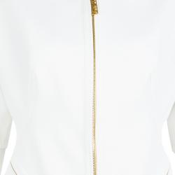 Pre Owned Kenzo White Layered Sleeve Detail Zip Front Jacket M
