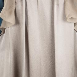 Pre Owned Kenzo Colorblock Silk Satin Chiffon Trim Dress M