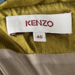 Pre Owned Kenzo Colorblock Silk Satin Chiffon Trim Dress M