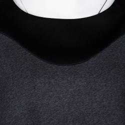 Pre Owned Kenzo Grey Knit Contrast Neckline Detail Long Sleeve Top M