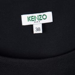 Pre Owned Kenzo Grey Knit Contrast Neckline Detail Long Sleeve Top M