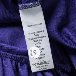 Pre Owned Kenzo Dark Blue Textured Cutout Back Detail Ruffle Bottom Sculptural Dress M