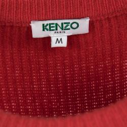 Pre Owned Kenzo Red Wool Tanami Flower Sweater Dress M