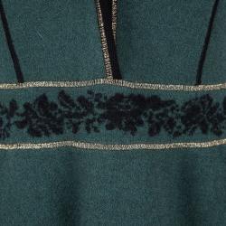 Kenzo Green Floral Wool Jacquard Lurex Detail Skirt and Top Set S