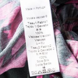 Pre Owned Kenzo Grey and Pink Printed Sleeveless Midi Dress S