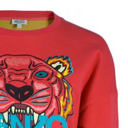 Pre Owned Kenzo Pink Tiger Embroidered Sweater L