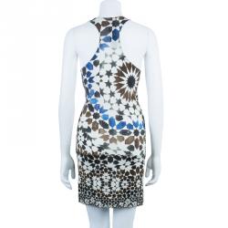 Pre Owned Kenzo Beige Geometrical Drop Waist Dress M