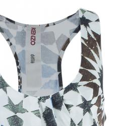 Pre Owned Kenzo Beige Geometrical Drop Waist Dress M