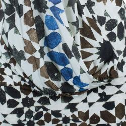 Pre Owned Kenzo Beige Geometrical Drop Waist Dress M