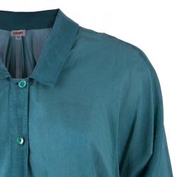 Pre Owned Kenzo Green Long Sleeve Cotton Top M