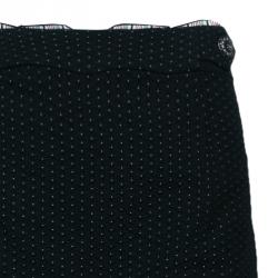 Pre Owned Kenzo Black Polka Dot Midi Skirt L