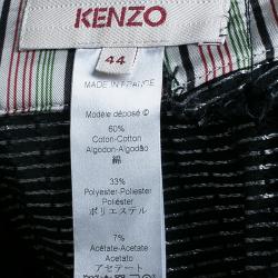 Pre Owned Kenzo Black Polka Dot Midi Skirt L