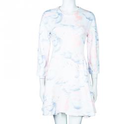 Pre Owned Kenzo White Multicolor Watercolor Sweater Dress M