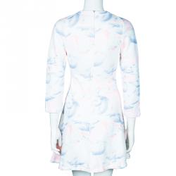 Pre Owned Kenzo White Multicolor Watercolor Sweater Dress M