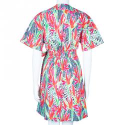 Pre Owned Kenzo Multicolor Print Wrap Tie Dress S