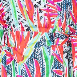 Pre Owned Kenzo Multicolor Print Wrap Tie Dress S