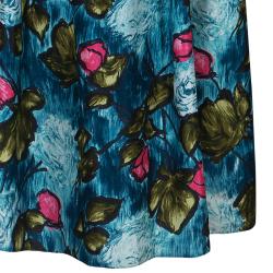 مملوكة مسبقًا تنورة كينزو ماكسي قطن متعددة الألوان بطيات M