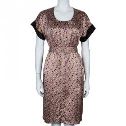 Kenzo Beige Polka Dot Print Silk Dress M