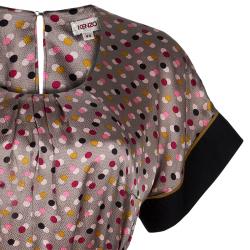 Kenzo Beige Polka Dot Print Silk Dress M