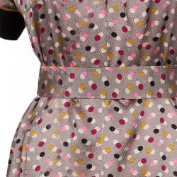 Kenzo Beige Polka Dot Print Silk Dress M