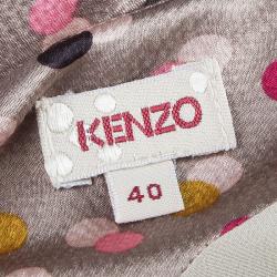 Kenzo Beige Polka Dot Print Silk Dress M