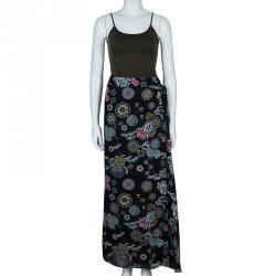 Pre Owned KENZO Black Floral Maxi Skirt M