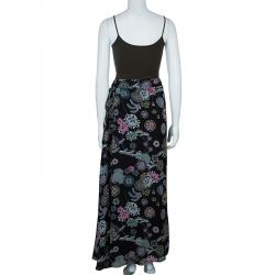 Pre Owned KENZO Black Floral Maxi Skirt M