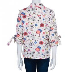 Pre Owned Kenzo White Floral Print Button Down Cotton Shirt M