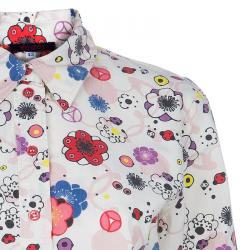 Pre Owned Kenzo White Floral Print Button Down Cotton Shirt M