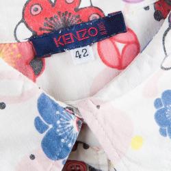 Pre Owned Kenzo White Floral Print Button Down Cotton Shirt M