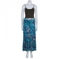 مملوكة مسبقًا تنورة كنزو نقوش أزهار خضراء ماكسي L