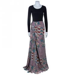 Pre Owned تنورة كنزو نقوش متعددة حرير ماكسي XL