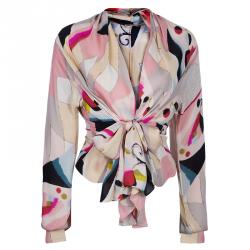 Pre Owned Kenzo Watercolor Silk Top L 