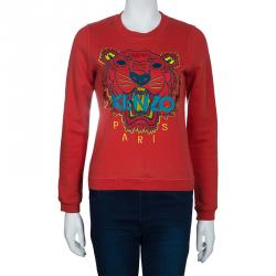 مملوكة مسبقًا سويت شيرت كينزو أحمر نمر مطرز S
